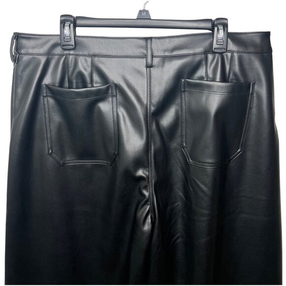 CeCe Womens Black Faux Leather Cropped Metallic Wide Leg Pants Black XL - Picture 3 of 16